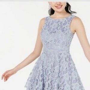 “Speechless” brand, ice blue lace, fit & flare dress w/ v-back/zip,  jr sz S